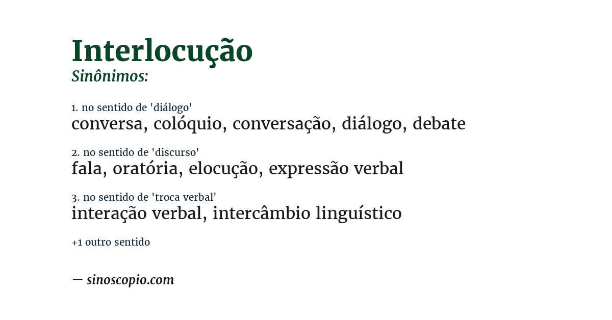 Sinônimo de interlocução