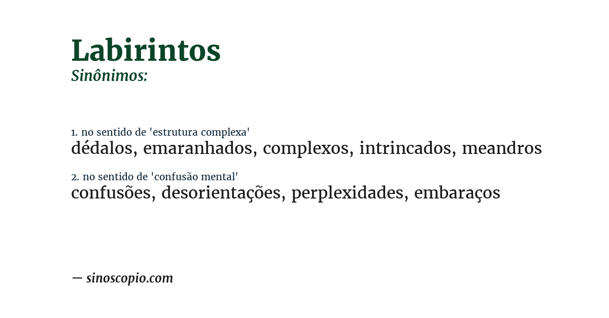Sinônimo de labirintos