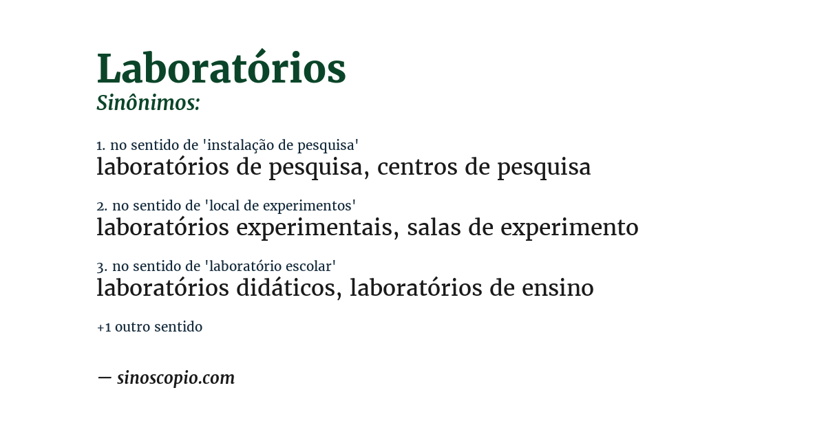 Sinônimo de laboratórios