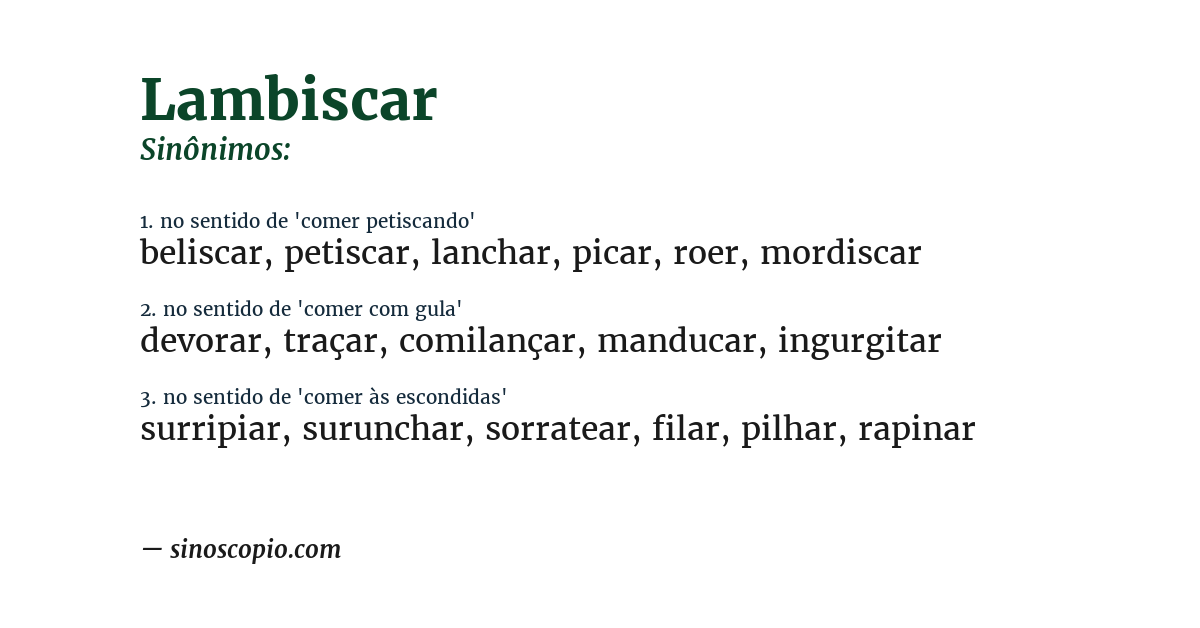 Sinônimo de lambiscar