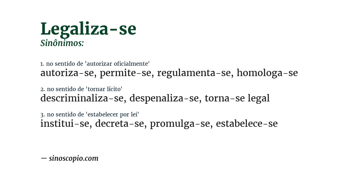 Sinônimo de legaliza-se