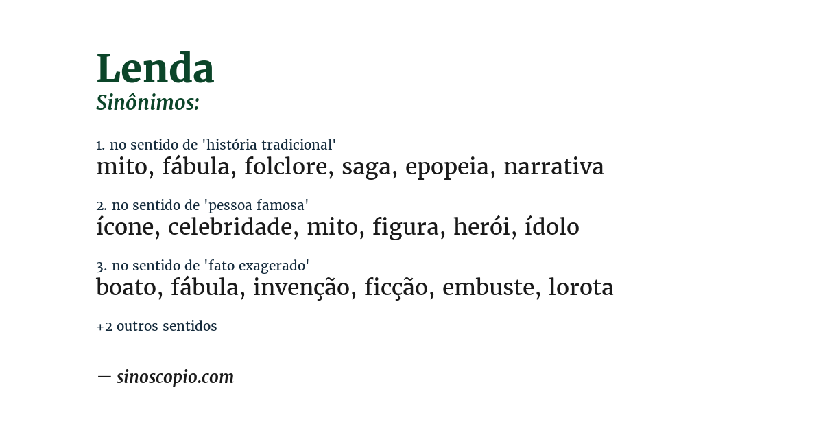 Sinônimo de lenda