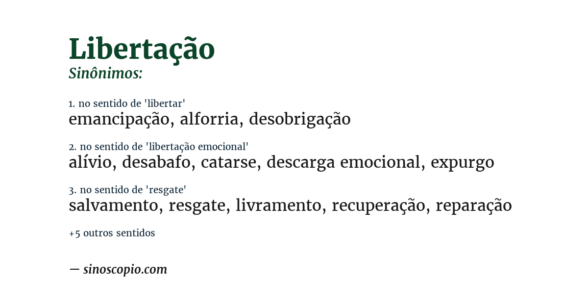 Sinônimo de libertação