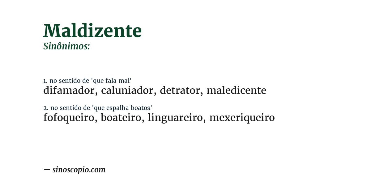 Sinônimo de maldizente