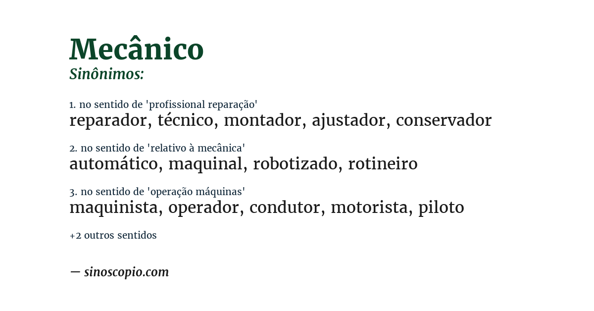 Sinônimo de mecânico