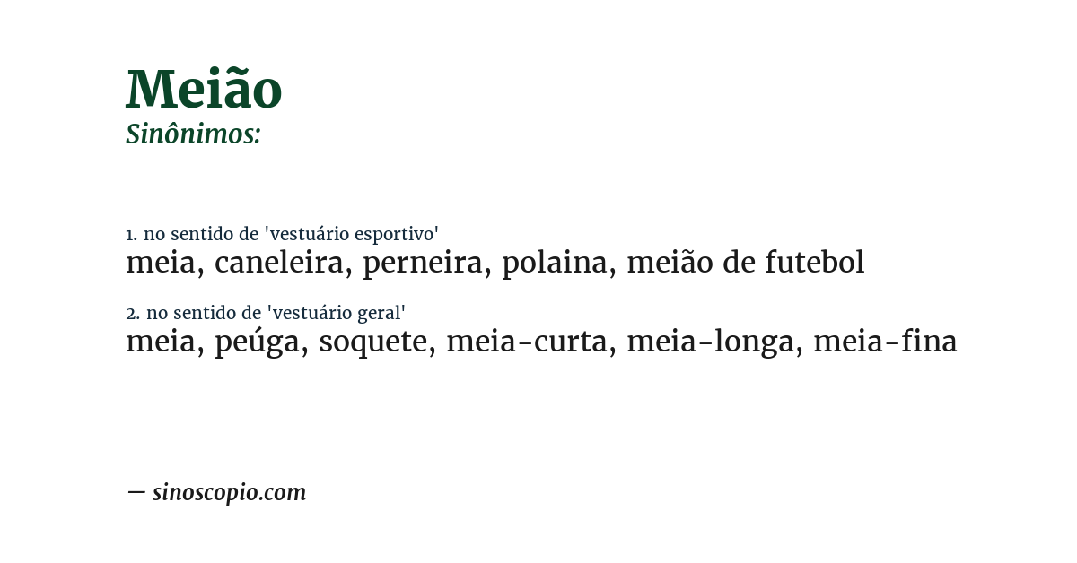 Sinônimo de meião