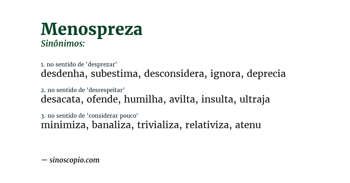 Sinônimo de menospreza
