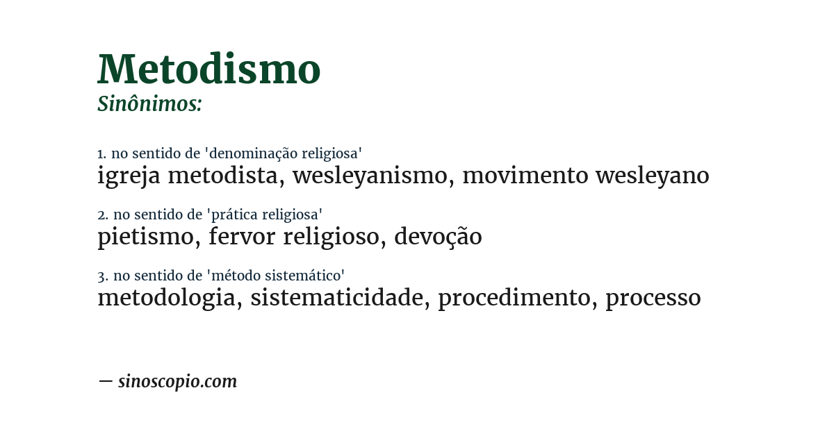 Sinônimo de metodismo