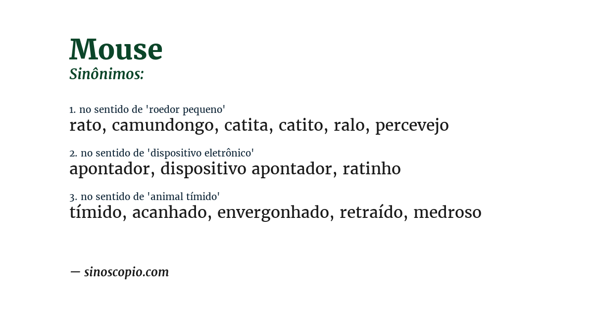 Sinônimo de mouse
