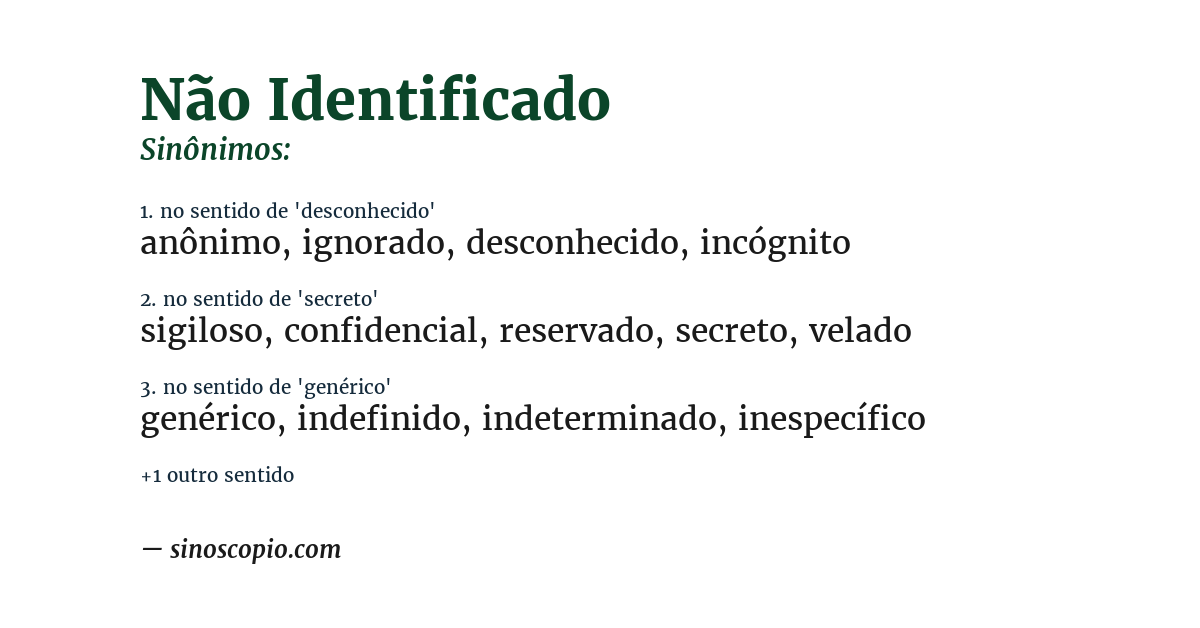 Sinônimo de não identificado