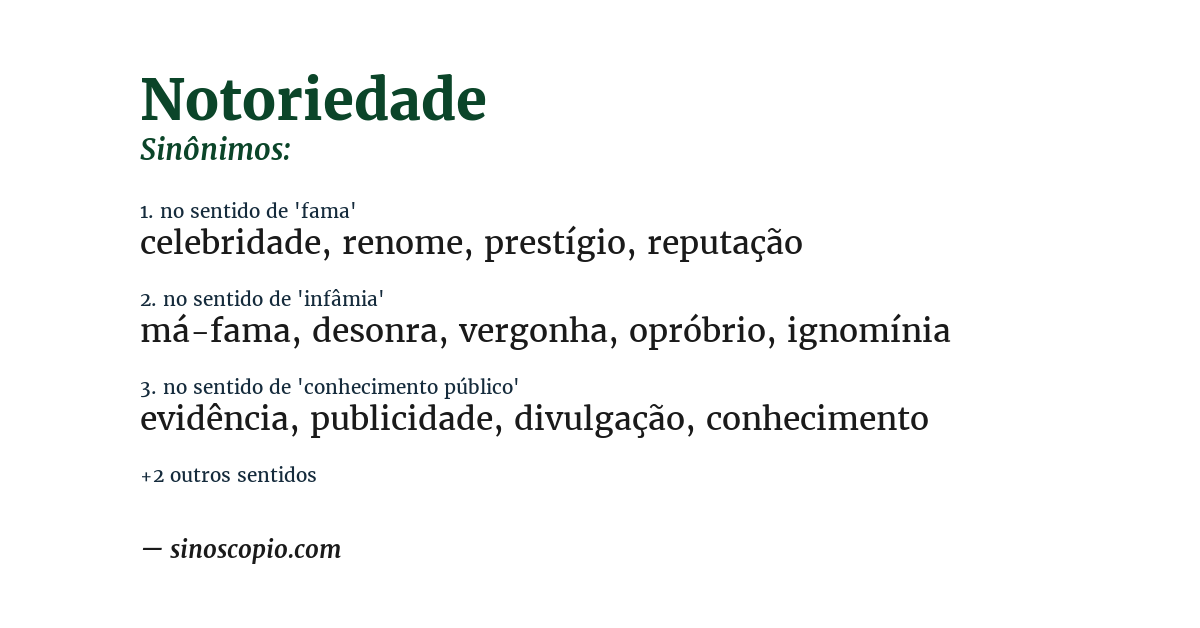 Sinônimo de notoriedade