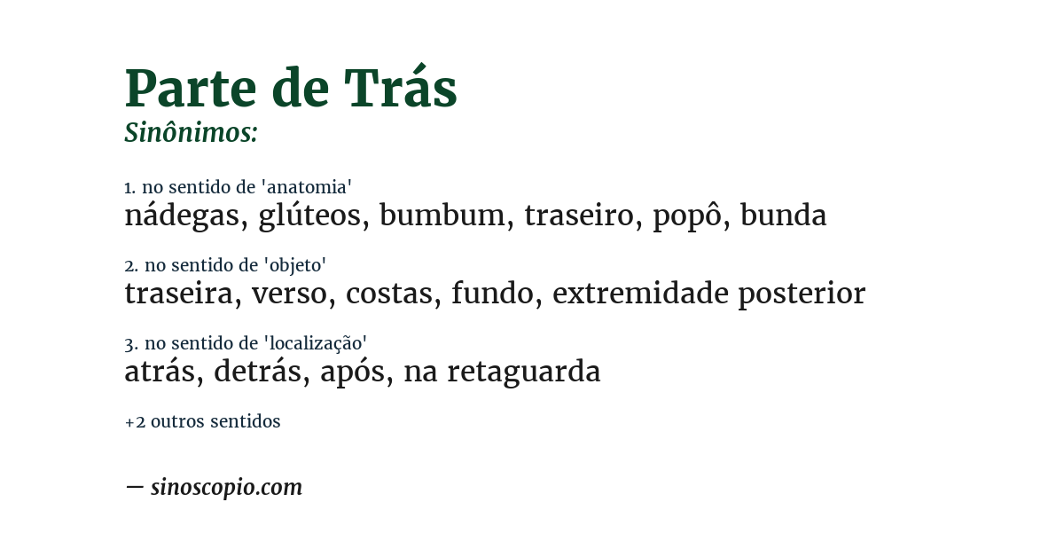 Sinônimo de parte de trás