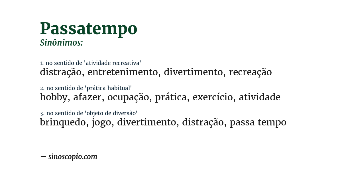 Sinônimo de passatempo