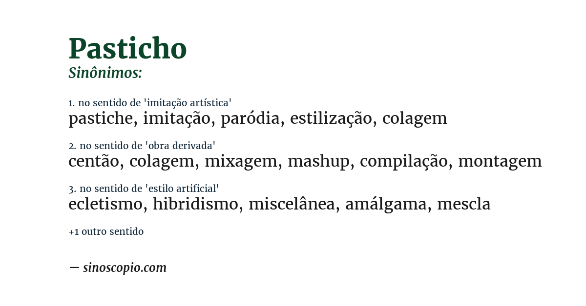 Sinônimo de pasticho