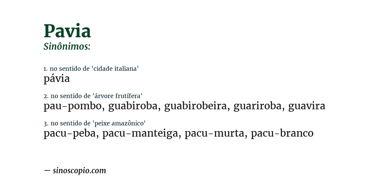 Sinônimo de pavia