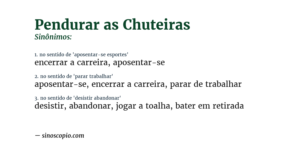 Sinônimo de pendurar as chuteiras