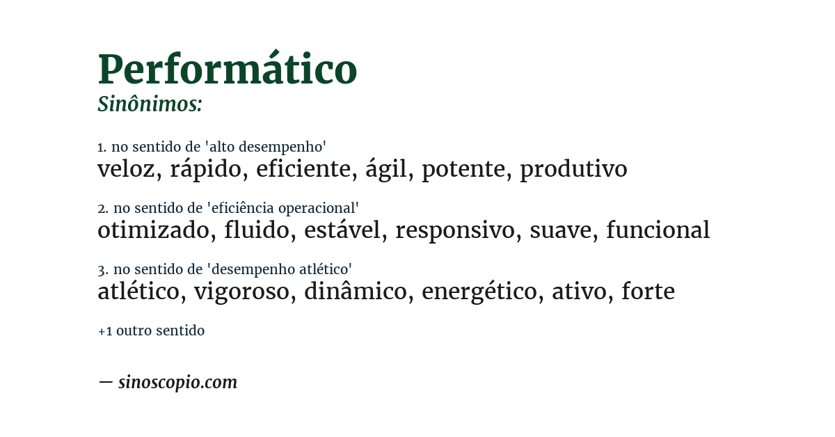 Sinônimo de performático