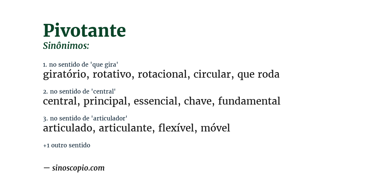 Sinônimo de pivotante