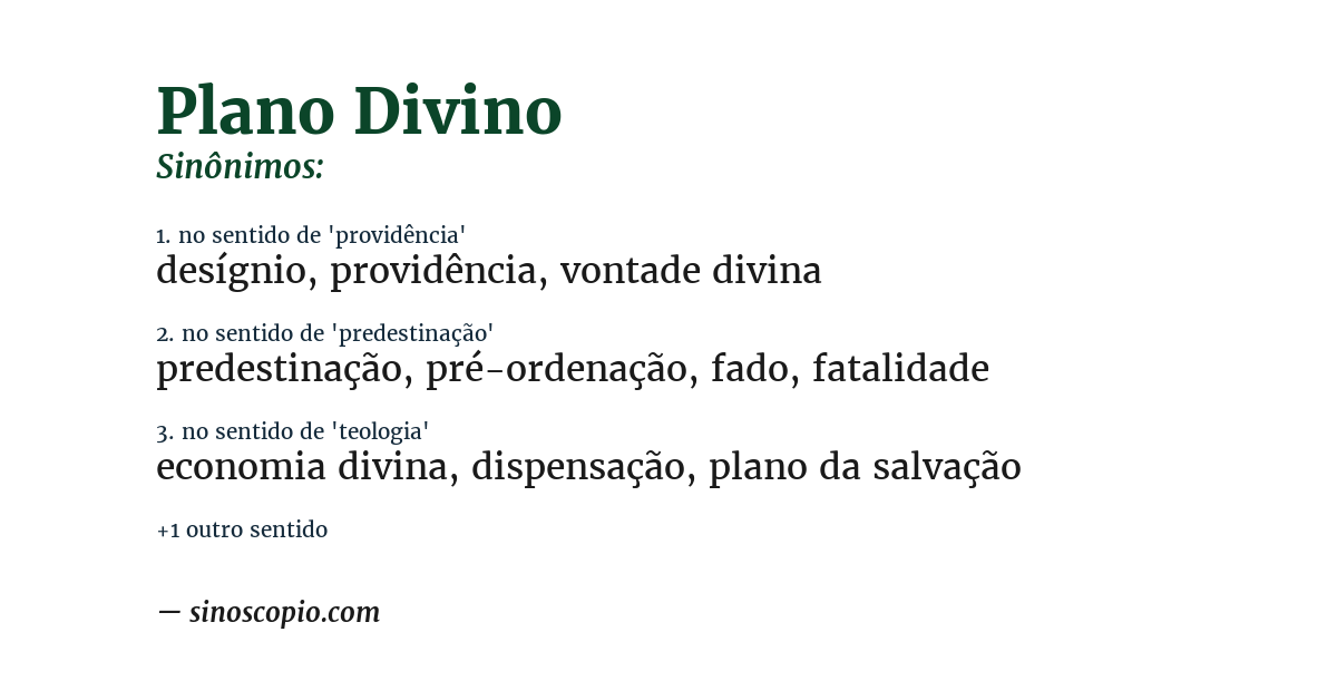Sinônimo de plano divino