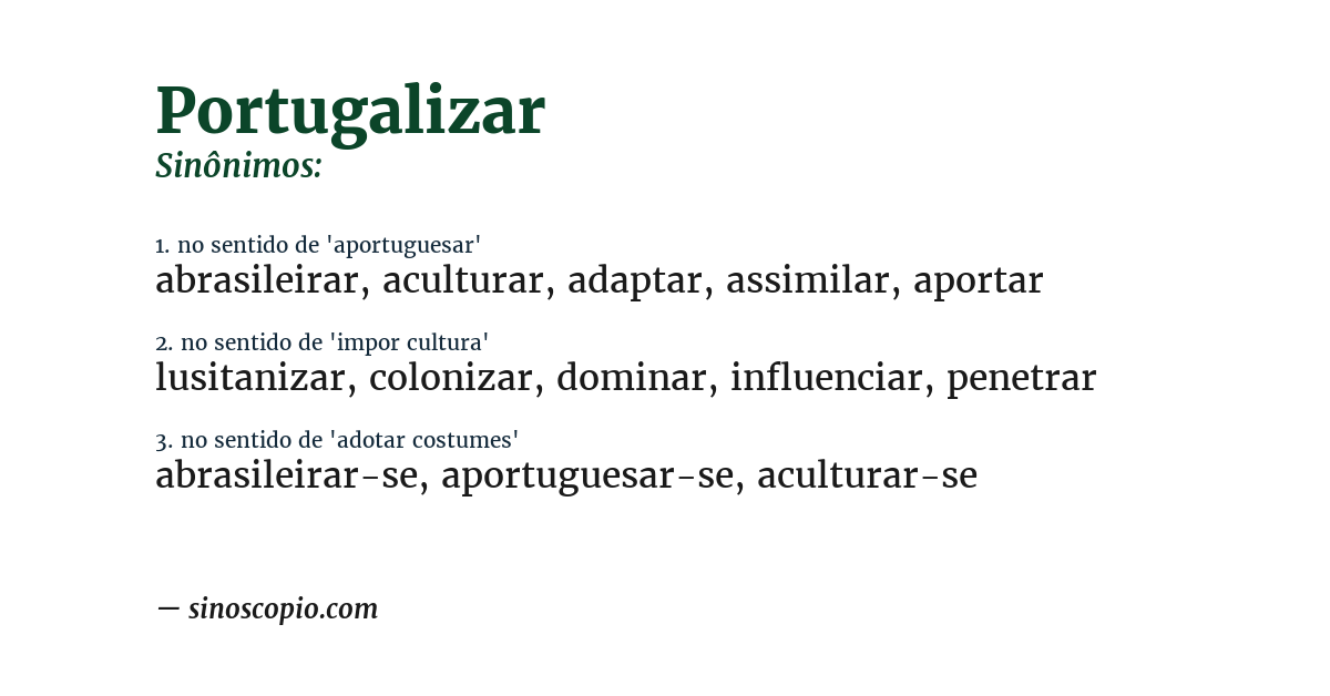 Sinônimo de portugalizar