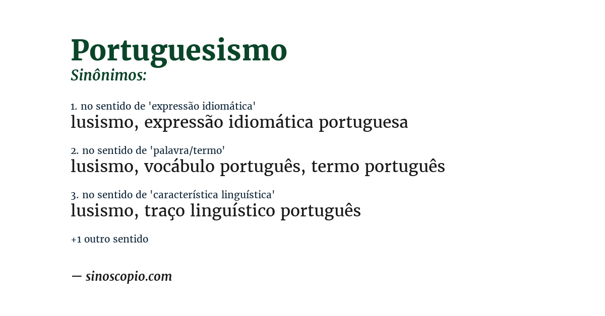 Sinônimo de portuguesismo