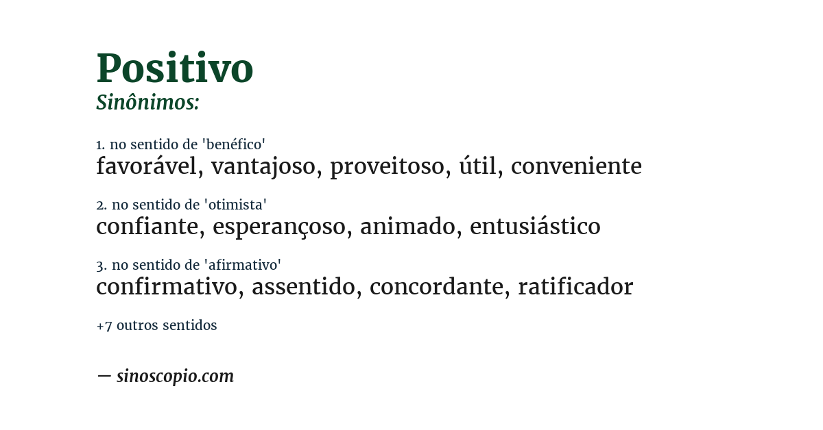 Sinônimo de positivo