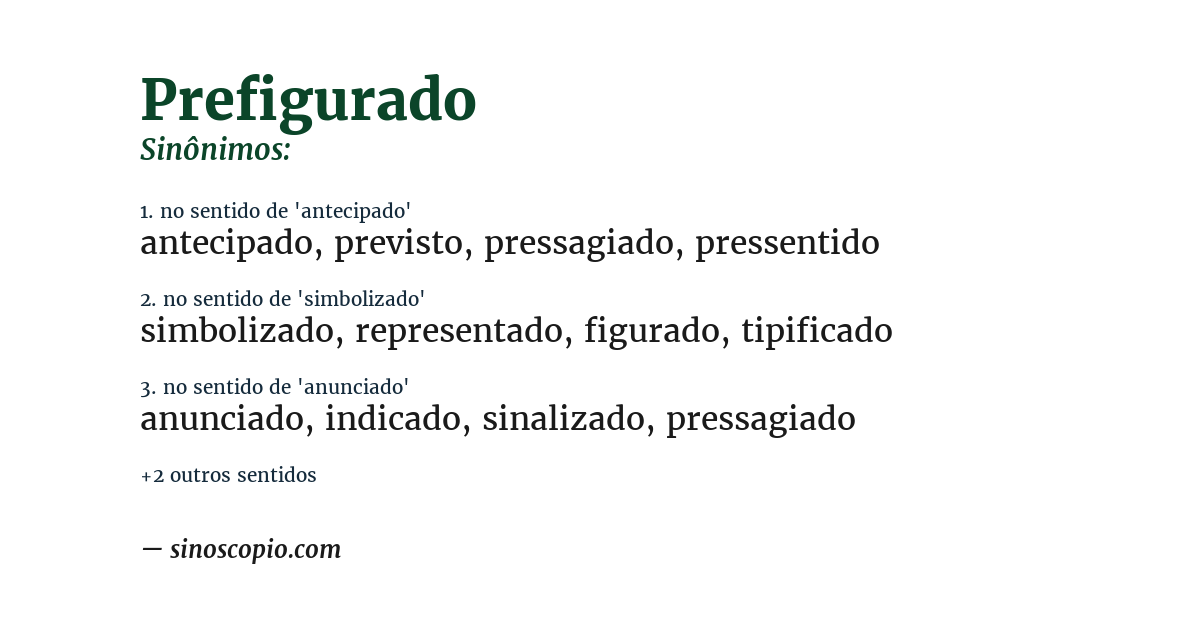 Sinônimo de prefigurado