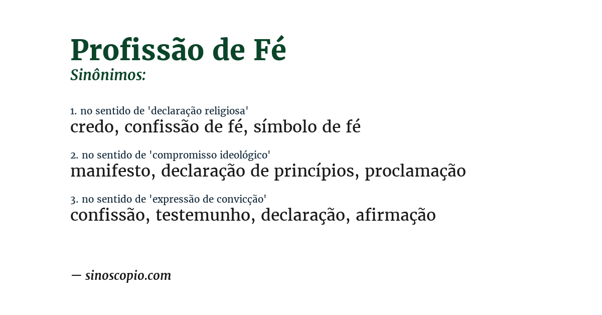 Sinônimo de profissão de fé