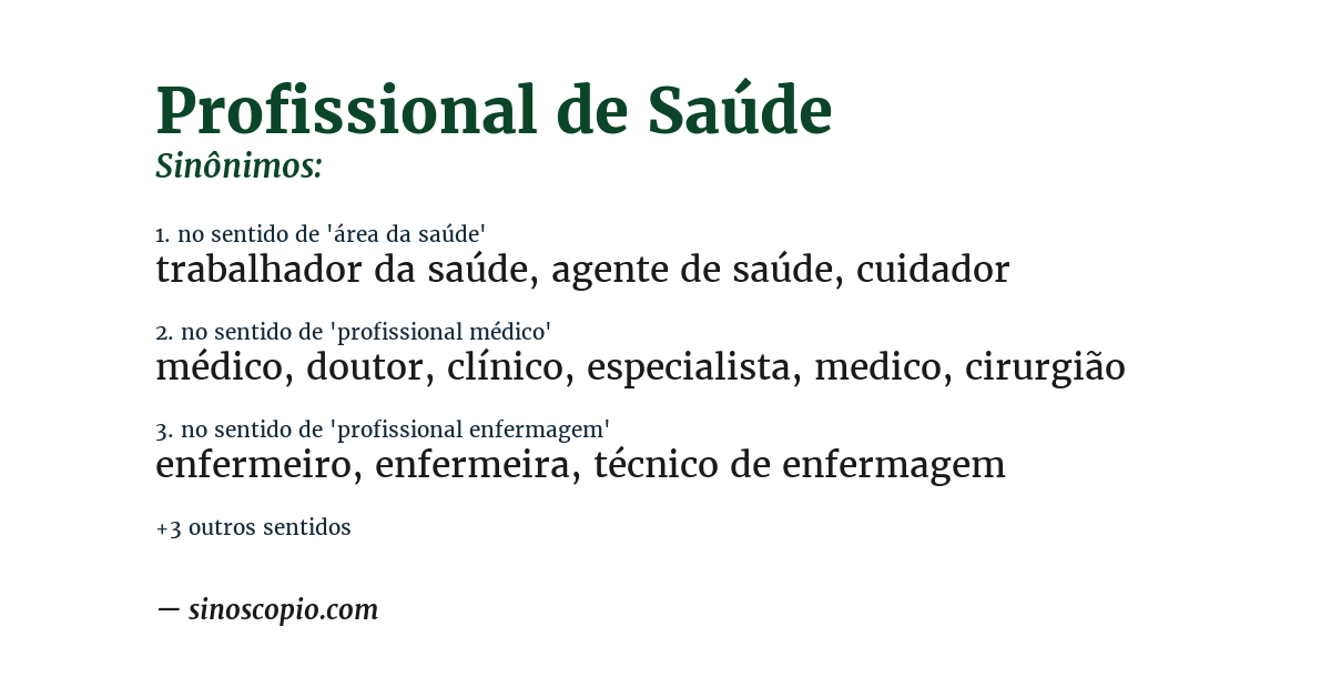 Sinônimo de profissional de saúde