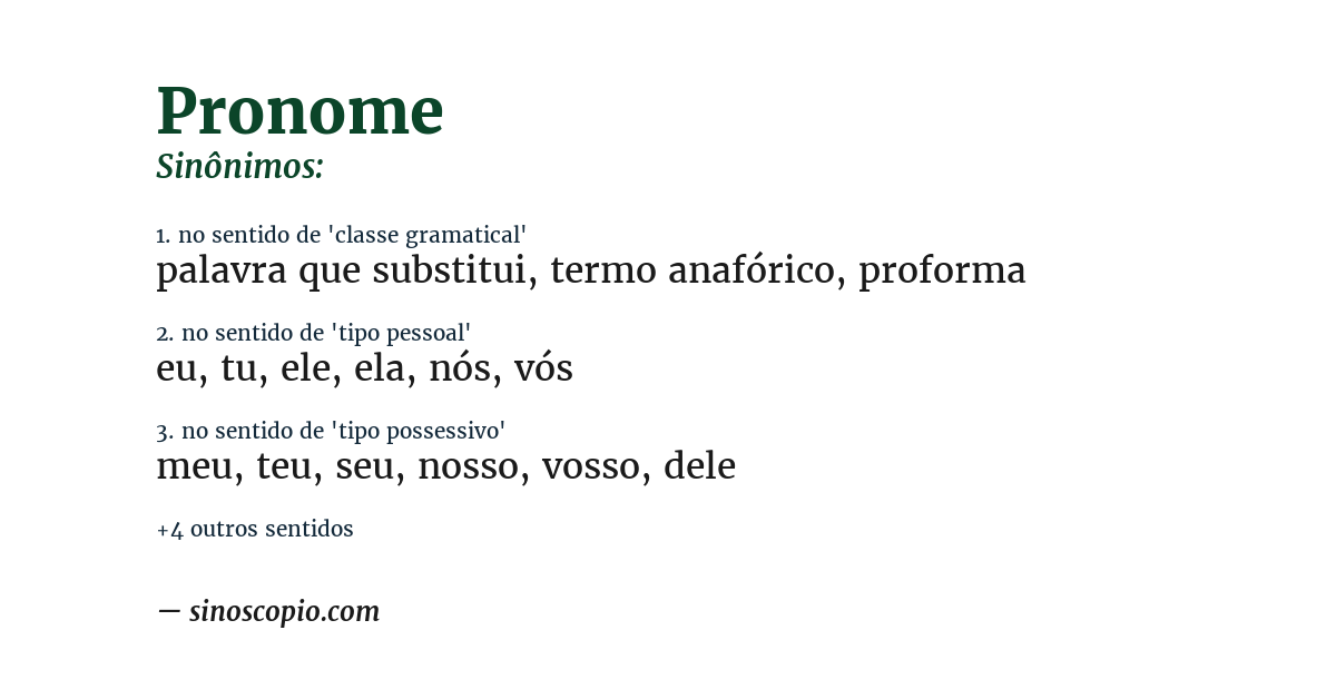 Sinônimo de pronome