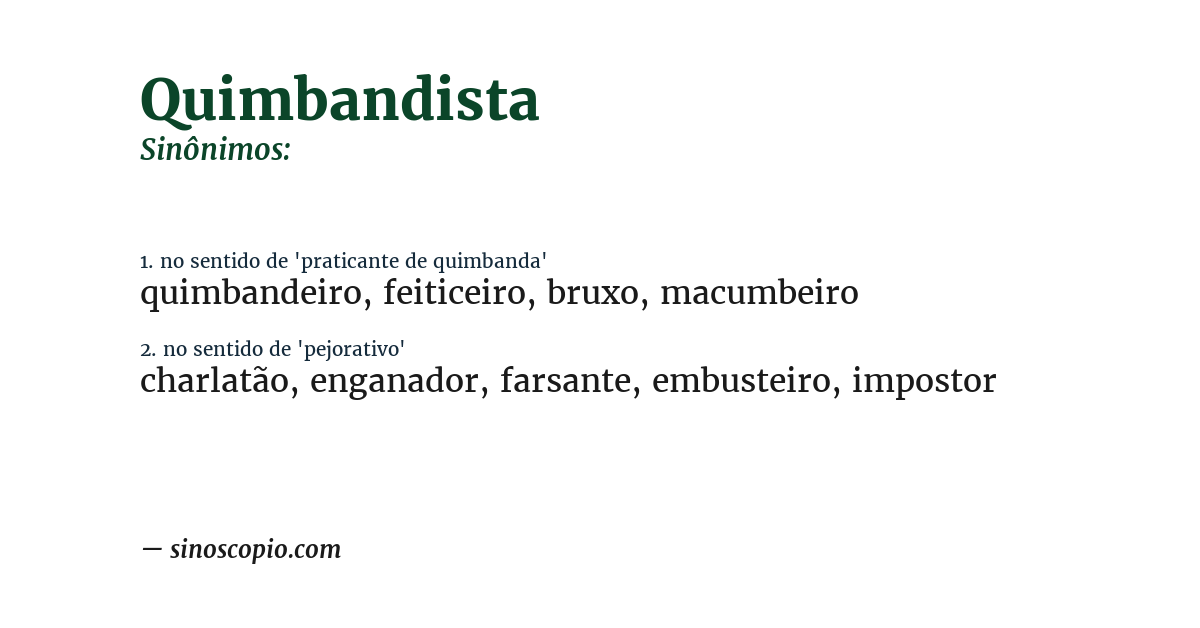 Sinônimo de quimbandista