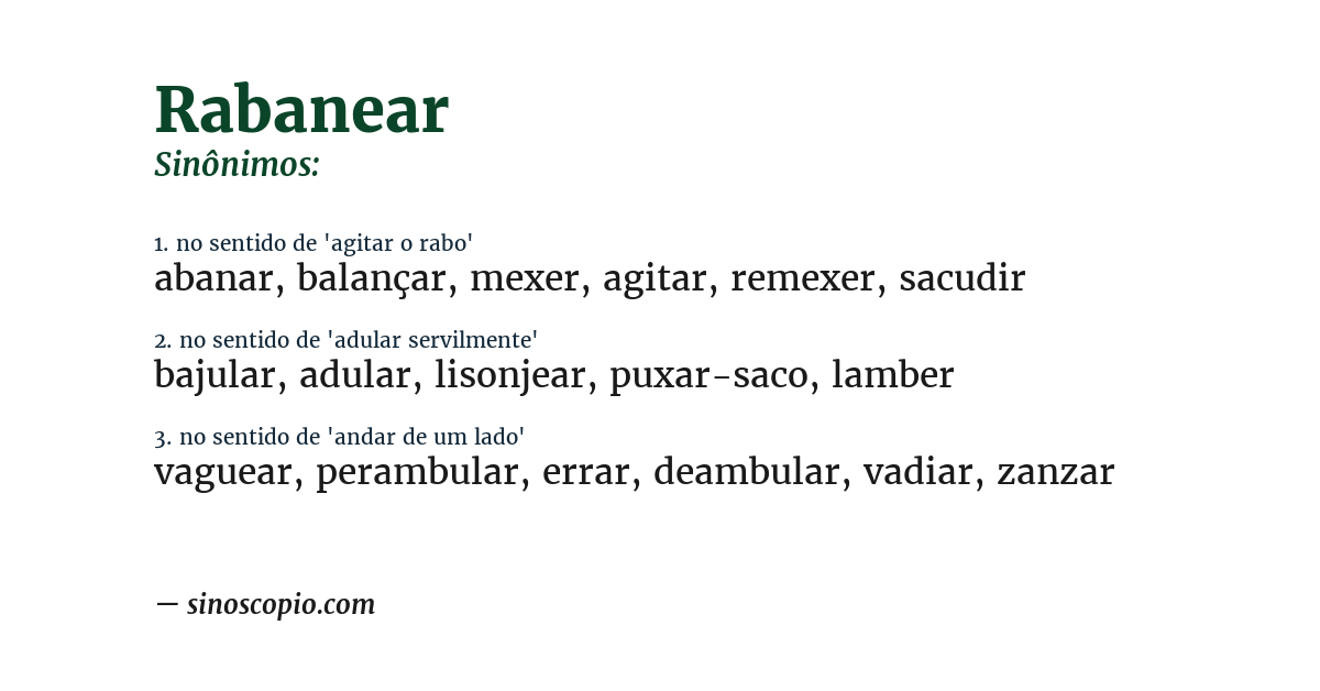 Sinônimo de rabanear