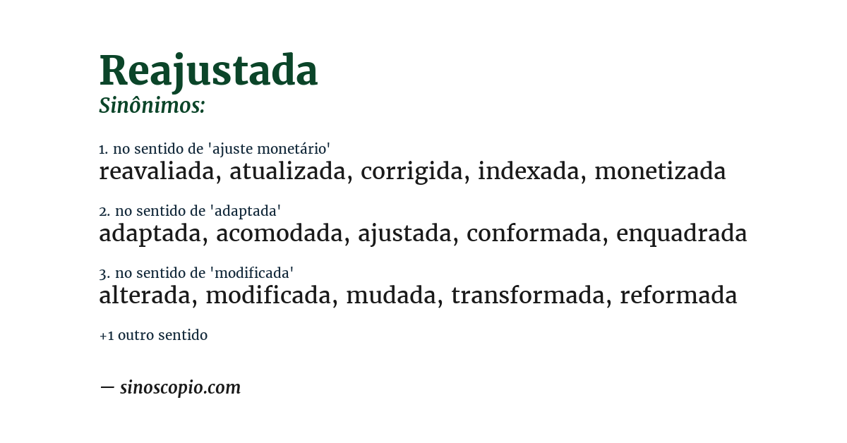 Sinônimo de reajustada