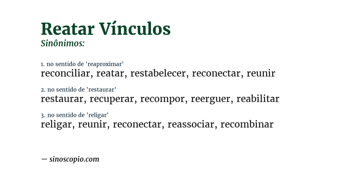 Sinônimo de reatar vínculos