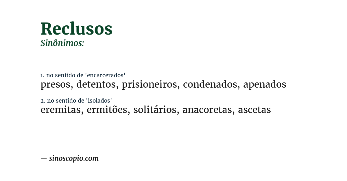 Sinônimo de reclusos