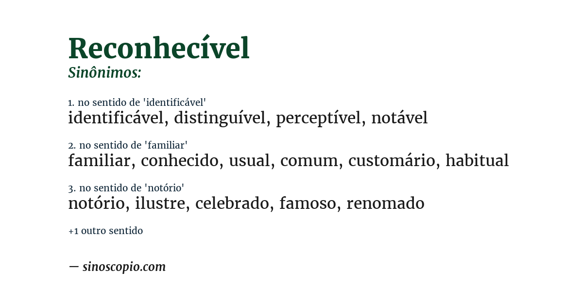 Sinônimo de reconhecível