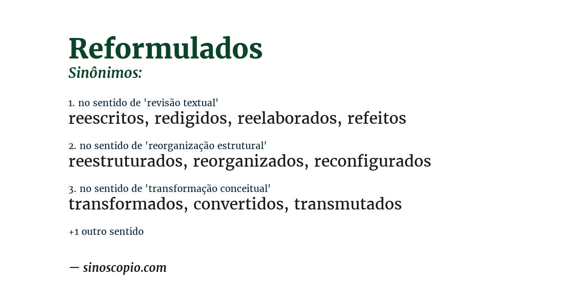 Sinônimo de reformulados