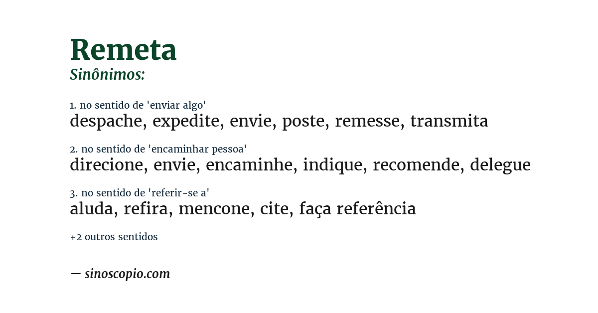 Sinônimo de remeta