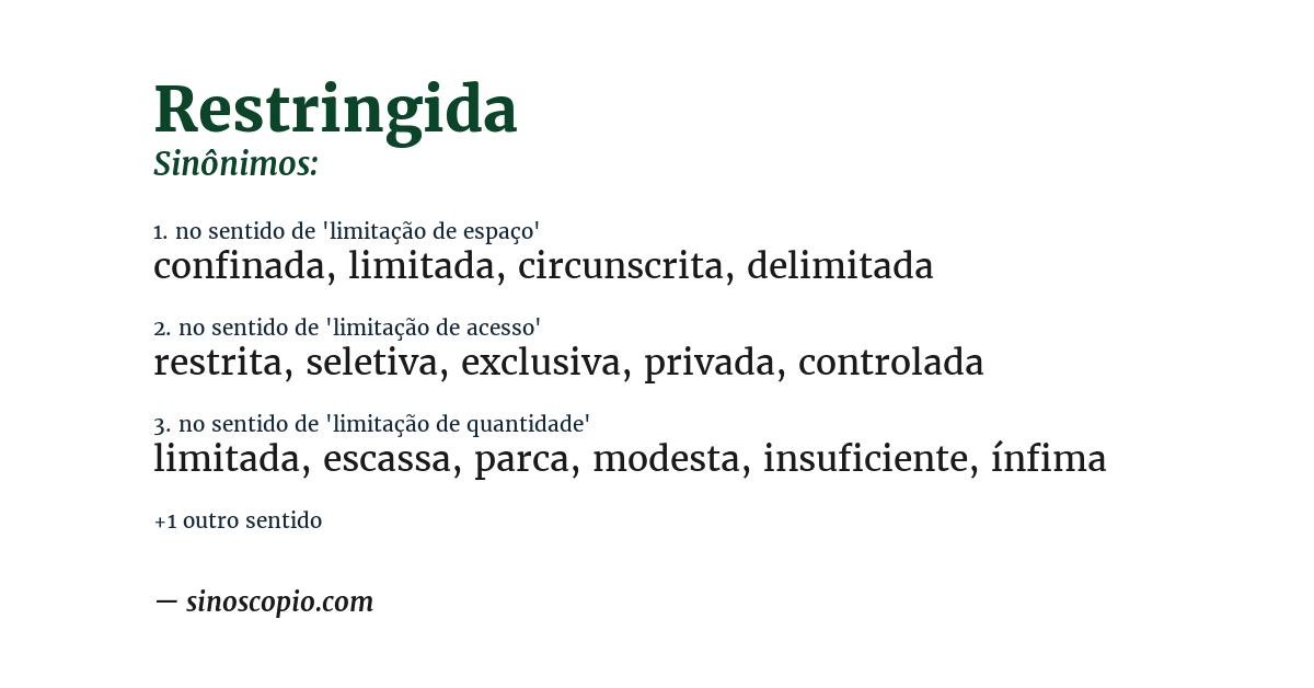 Sinônimo de restringida