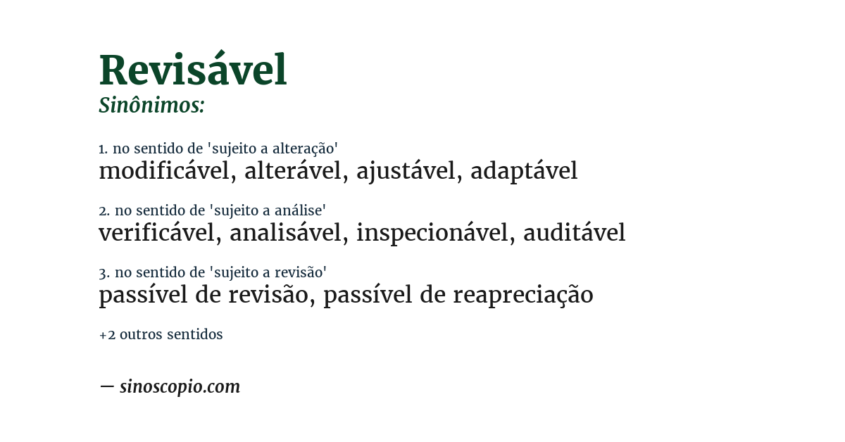 Sinônimo de revisável