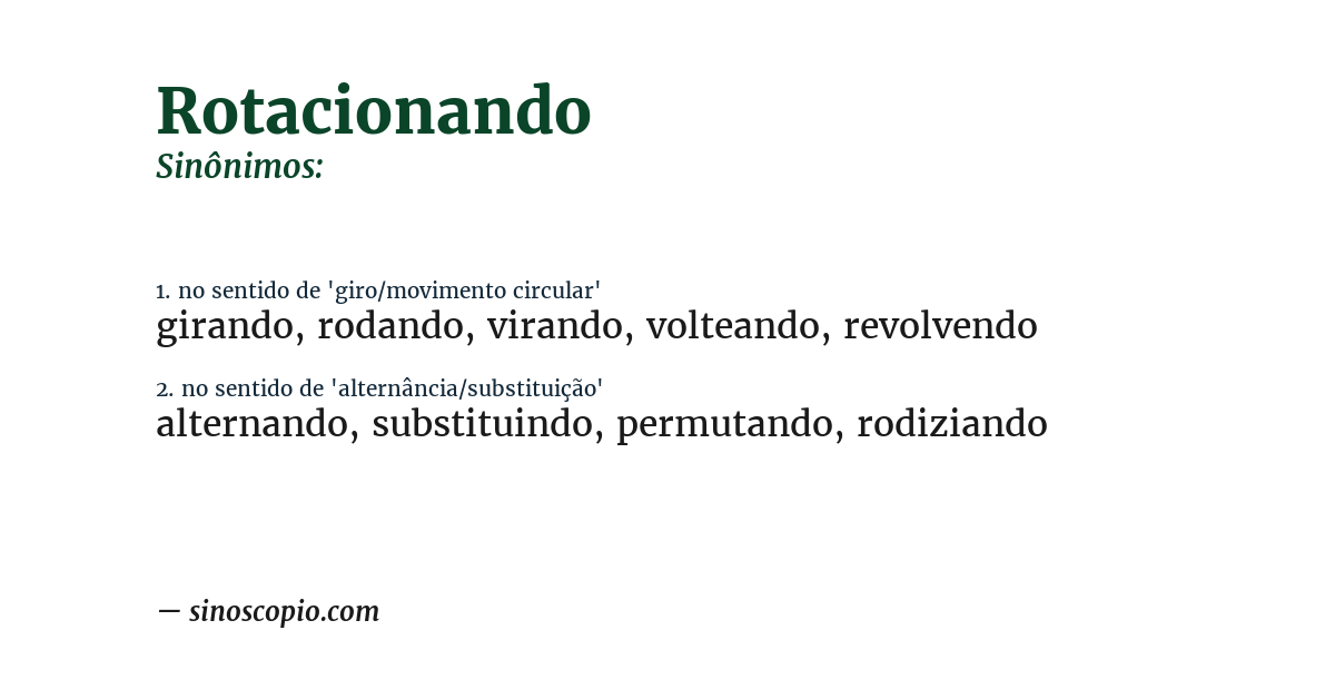 Sinônimo de rotacionando