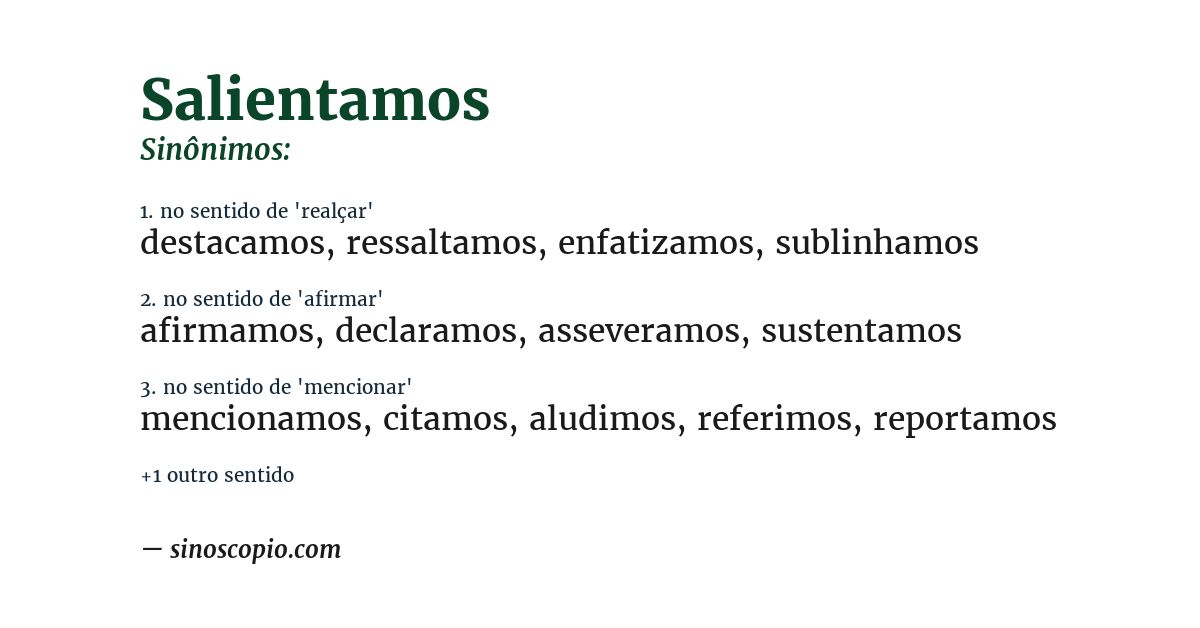 Sinônimo de salientamos