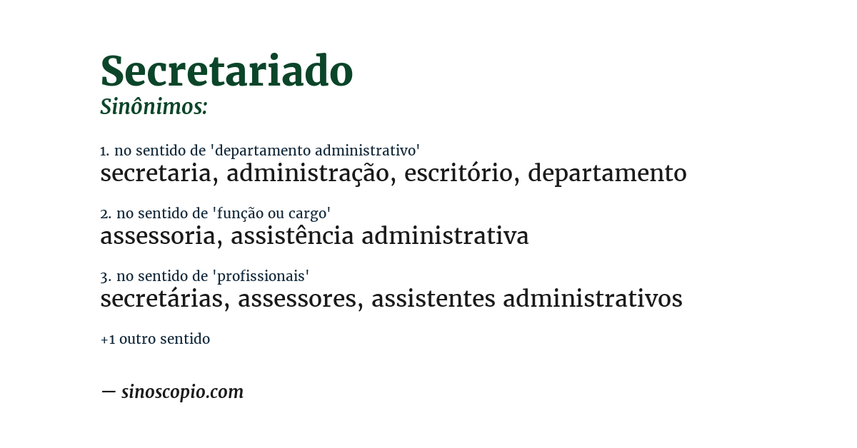 Sinônimo de secretariado