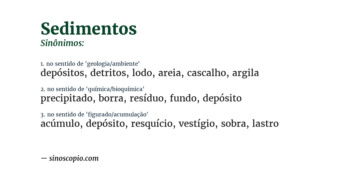 Sinônimo de sedimentos