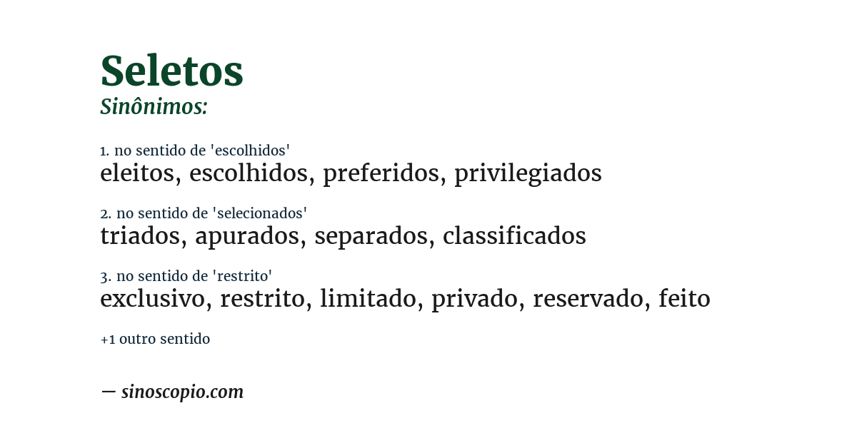 Sinônimo de seletos