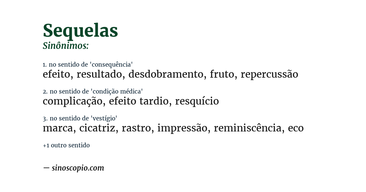 Sinônimo de sequelas