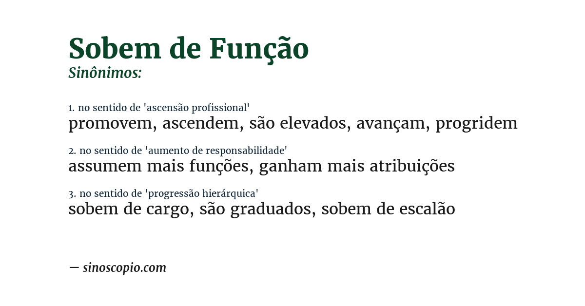 Sinônimo de sobem de função
