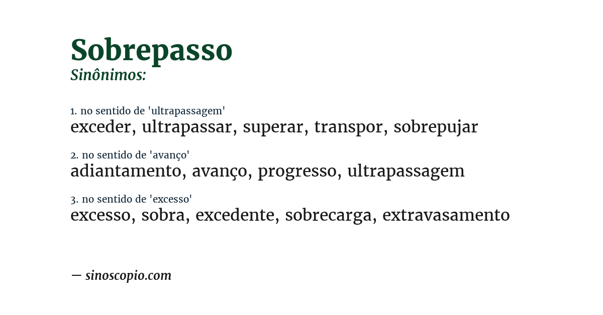 Sinônimo de sobrepasso