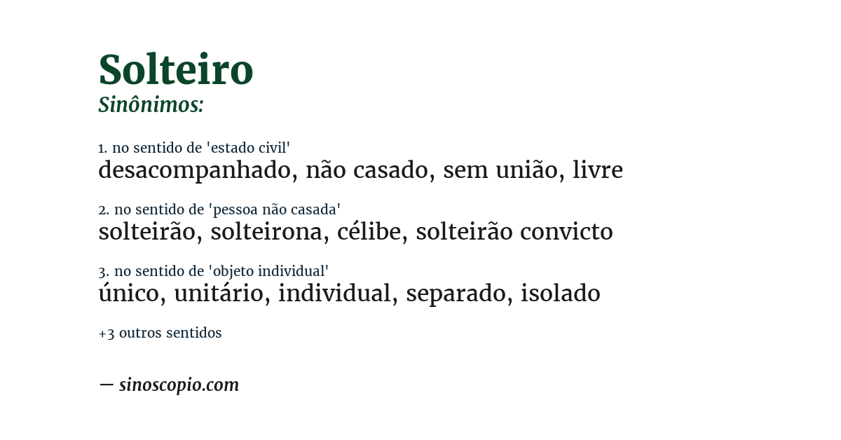 Sinônimo de solteiro