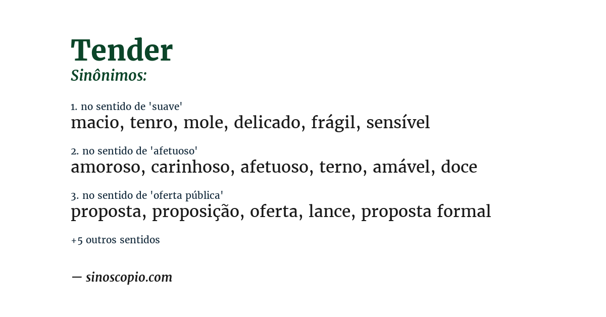 Sinônimo de tender